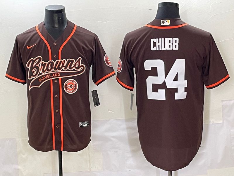 Men 2025 Cleveland Browns #24 Chubb Brown Joint Name Nike Limited NFL Jersey style 6